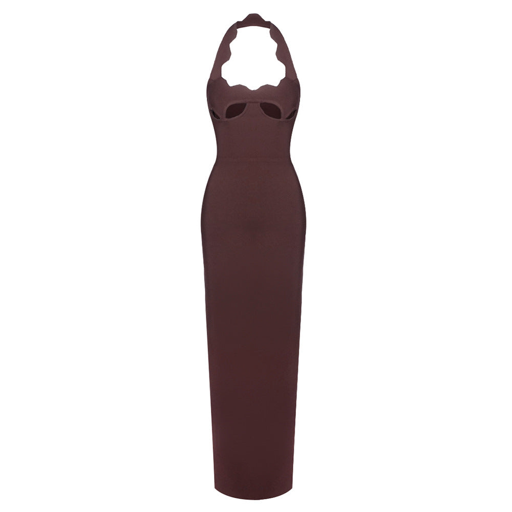 Damen Elegantes figurbetontes Abendkleid mit raffiniertem Ausschnitt EB