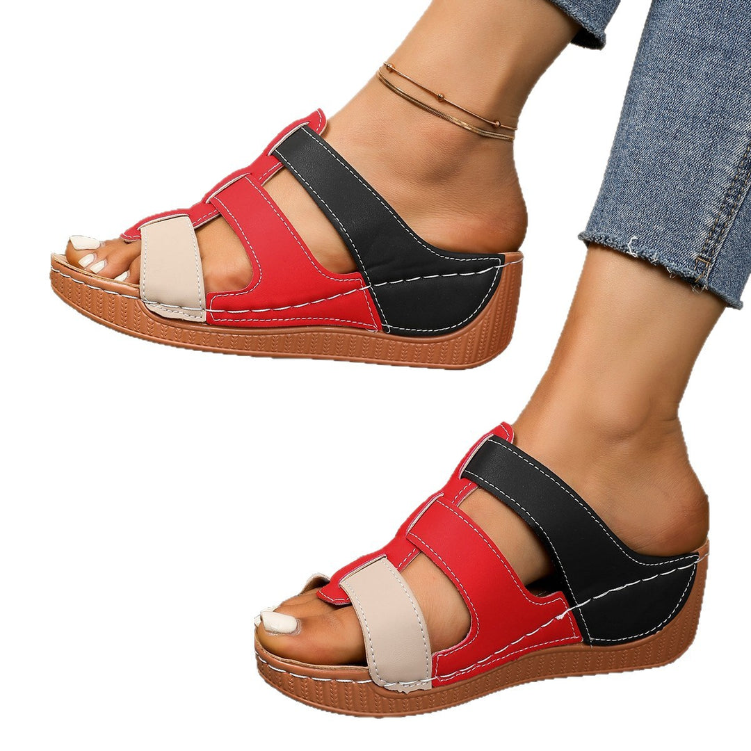 Damen Wedge-Pantoletten mit verstellbarem Riemendesign und gepolsterter Sohle EB