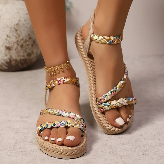 Damen Bunte geflochtene Sandalen EB