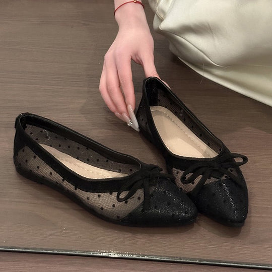 Damen Ballerinas mit transparentem Punktedesign EB