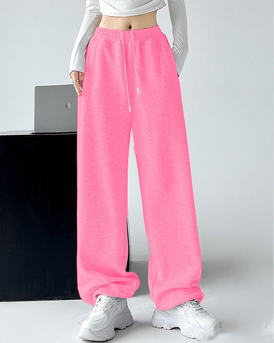 Damen nan extraweite Palazzo-Sweathose mit hohem Komfortbund, seitlichen Eingrifftaschen, Schlitz am Saum und Kordelzug EB