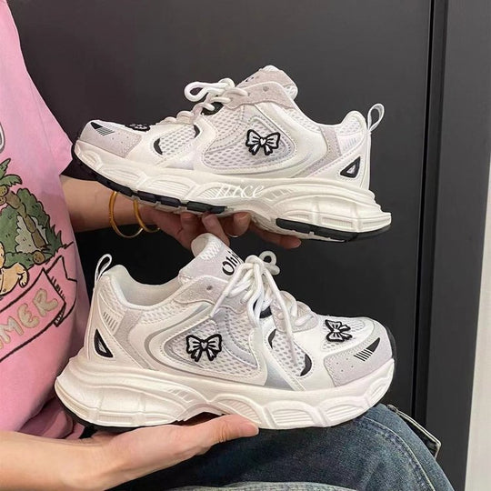 Damen sportliche Sneakers mit modischen Schleifen-Details EB