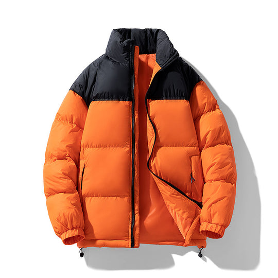 Herren gesteppte Thermo-Daunenimitat-Jacke mit hohem Stehkragen und Kordelzug EB