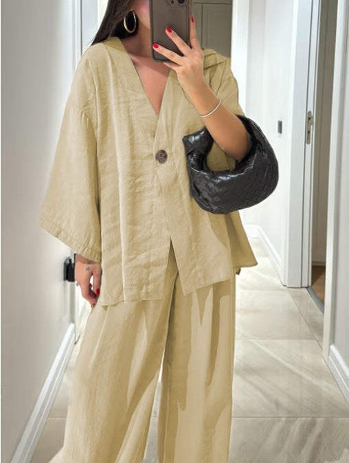 Damen Übergröße Chiffonjacke mit weit geschnittenen Ärmeln und akzentuiertem Knopf EB