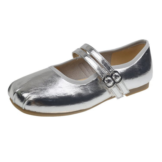 Damen elegante Ballerinas mit doppeltem Riemen und komfortabler Innensohle EB