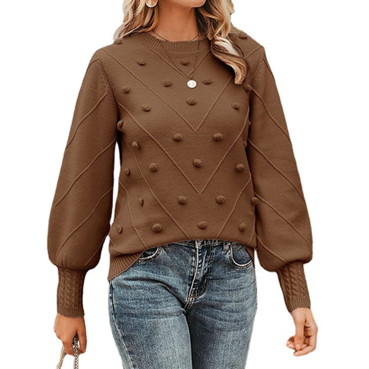 Damen Strickpullover mit 3D-Pünktchen EB