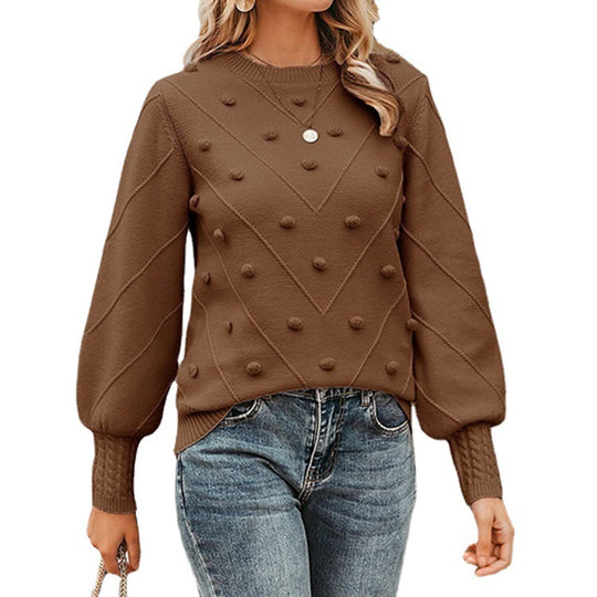 Damen Strickpullover mit 3D-Pünktchen EB