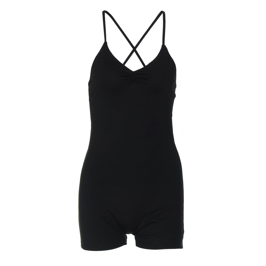 Damen Bodycon Einteiler mit gekreuztem Träger EB