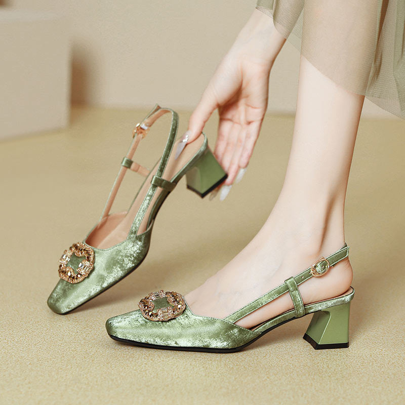 Damen Slingback Pumps mit luxuriösem Schmuckdetail EB