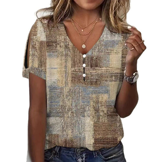Damen Glitzernde V-Pullover Bluse EB