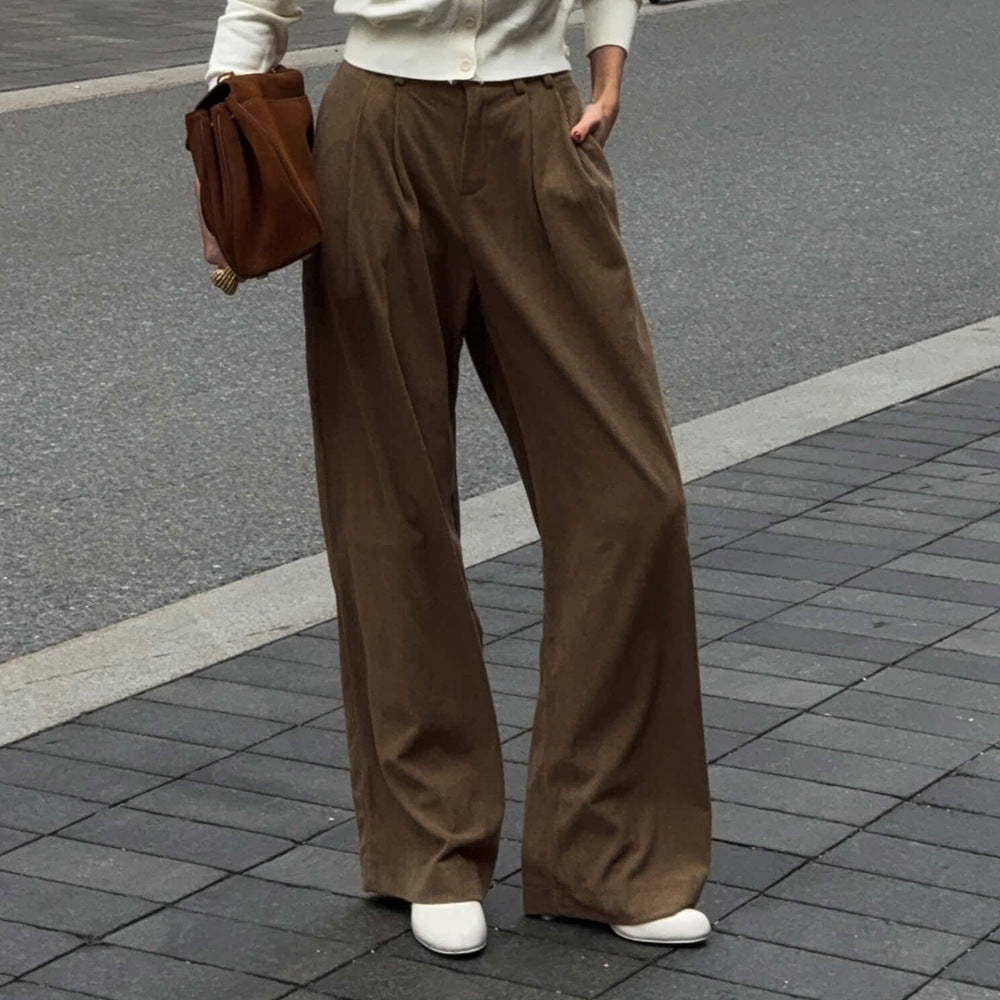 Damen Weite Cordhose mit Falten EB