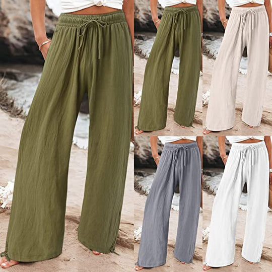 Damen lässige weit geschnittene Sommerhose mit elastischem Bund und praktischen Seitentaschen EB