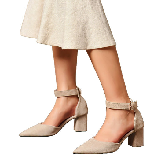 Damen elegante Slingback-Pumps mit hohem Blockabsatz EB
