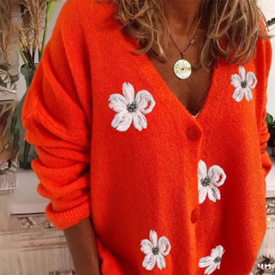 Damen Verspielter Cardigan mit floralem Muster EB