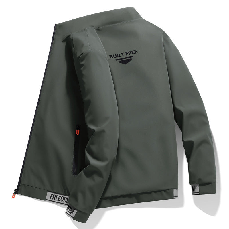 Herren leichter winddichter Freizeitblouson mit Logo-Print, Reißverschlusstaschen und elastischem Saum EB