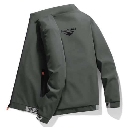 Herren leichter winddichter Freizeitblouson mit Logo-Print, Reißverschlusstaschen und elastischem Saum EB