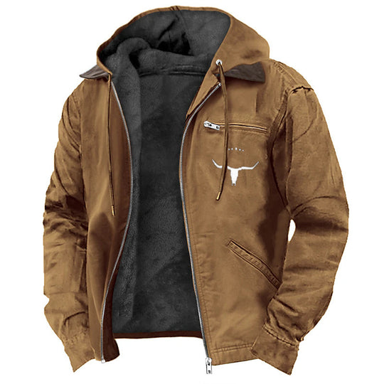 Herren nan wattierte Kapuzenjacke mit Teddyfutter und robuster Canvas-Aussenschicht EB