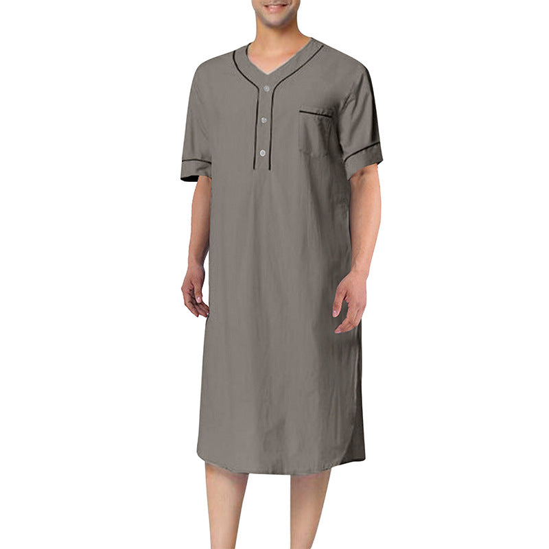 Damen Kurzarm-Kleid mit modernem Stehkragen und praktischer Knopfleiste EB