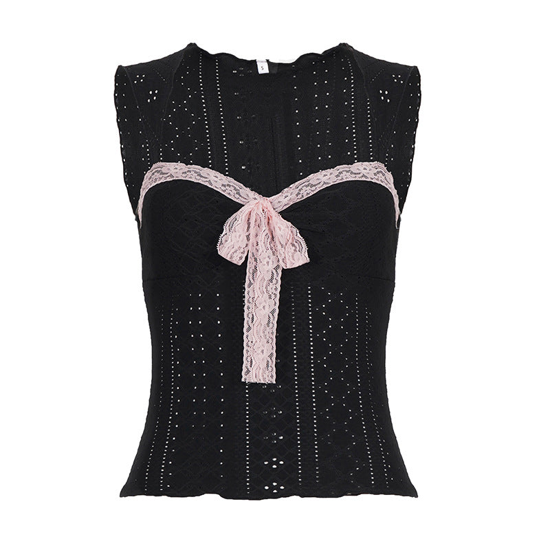 Damen Spitzen-Camisole mit dekorativem Bindeband EB
