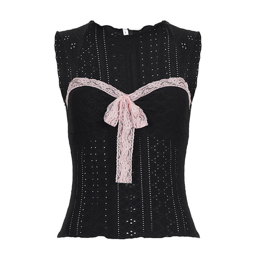 Damen Spitzen-Camisole mit dekorativem Bindeband EB