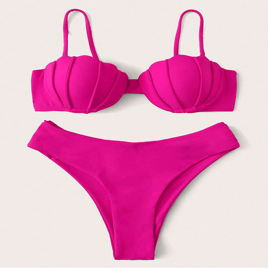 Damen Bikini-Set mit Schalen-Oberteil und hochgeschnittenem Unterteil EB