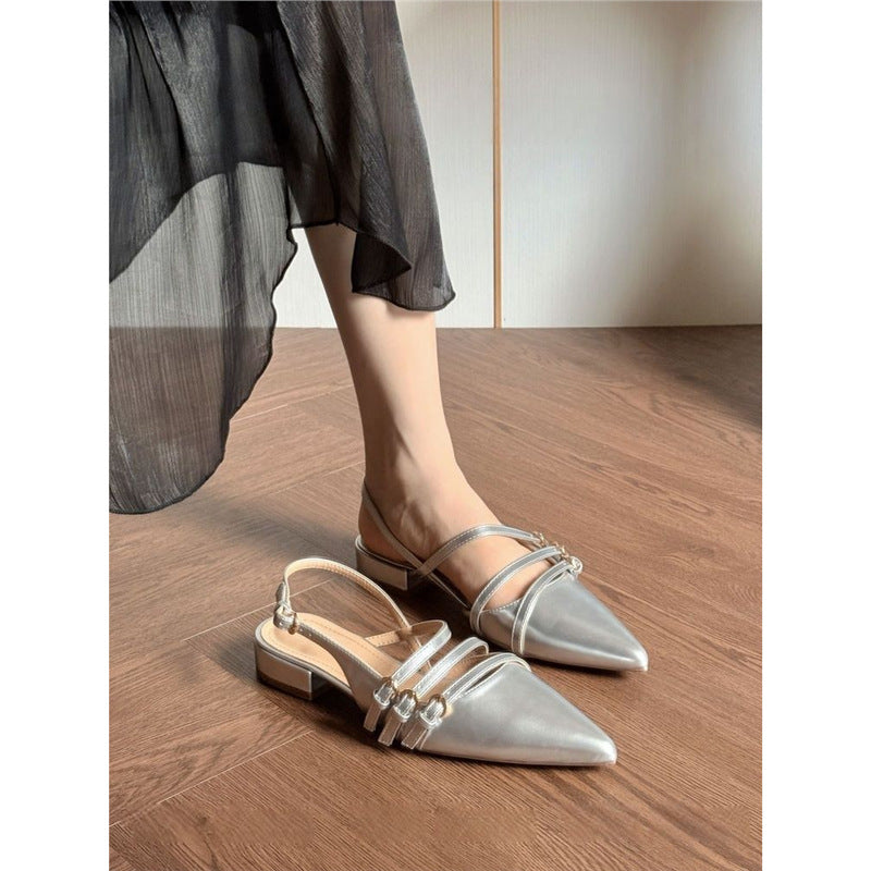 Damen Slingback Ballerinas mit dekorativen Riemchen EB