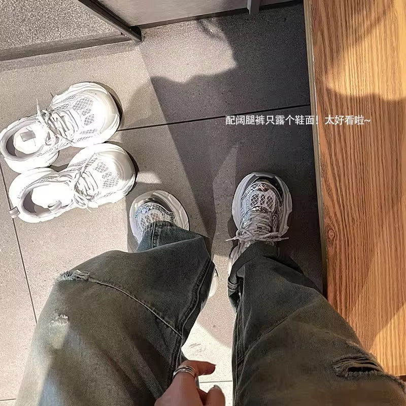 Damen modische Sneaker mit atmungsaktiver Oberflächenstruktur und dämpfender Sohle EB