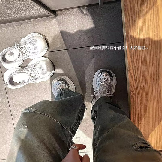Damen modische Sneaker mit atmungsaktiver Oberflächenstruktur und dämpfender Sohle EB