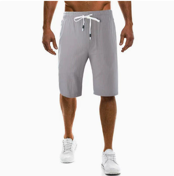 Herren nan leichte Leinenhose mit elastischem Bund weites Bein und seitlichen Eingrifftaschen EB