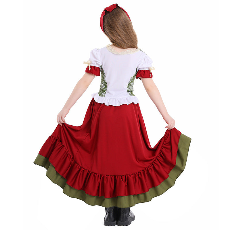 Damen nan traditionelles Trachtenkostüm Dirndl-Set mit geschnürtem Mieder und vollem Stufenrock EB