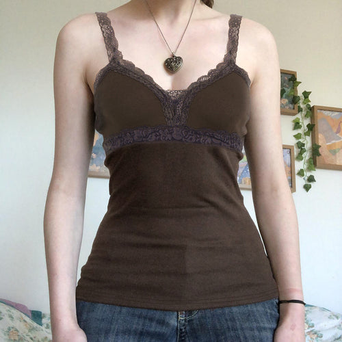 Damen Spitzen-Trägertop mit elegantem Design und zarten Rüschen EB