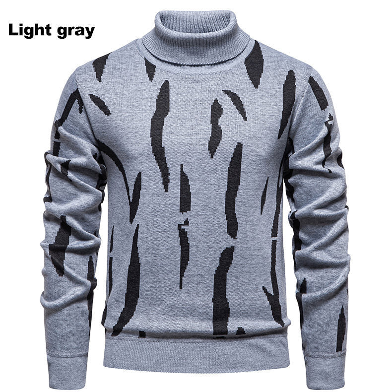 Herren modischer Rollkragenpullover mit auffälligem Muster EB