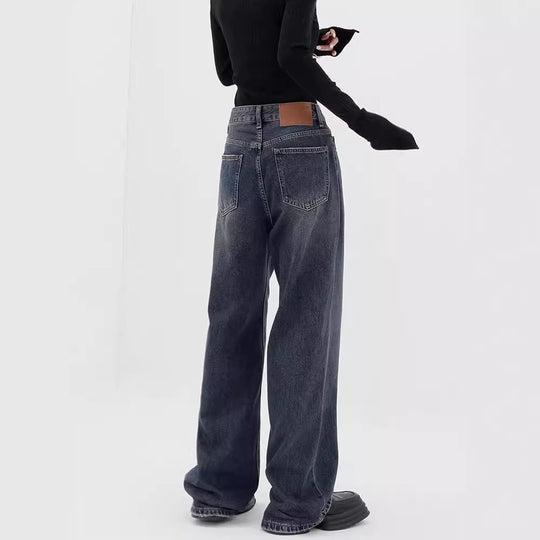Damen Weite Denim-Hose mit extravagantem Schnitt und hohem Taillenbund EB