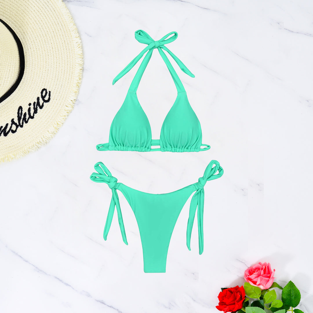Damen Triangel-Bikini mit raffinierten Bindebändern und hochelastischem Stoff EB