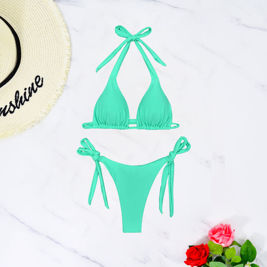 Damen Triangel-Bikini mit raffinierten Bindebändern und hochelastischem Stoff EB