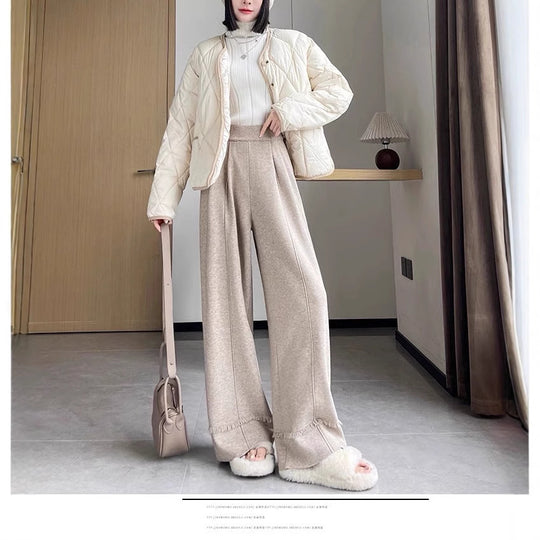 Damen Elegante, weit geschnittene Hose mit Fransen EB