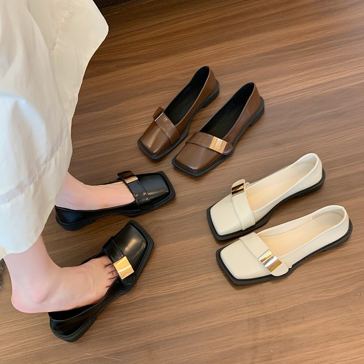 Damen elegante Ballerinas mit schickem Riemen und komfortablem Blockabsatz EB