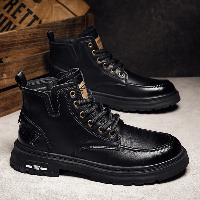Herren robuste Lederboots mit rutschfester Sohle EB