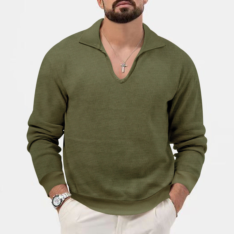 Herren eleganter Pullover mit V-Ausschnitt und strukturiertem Design EB
