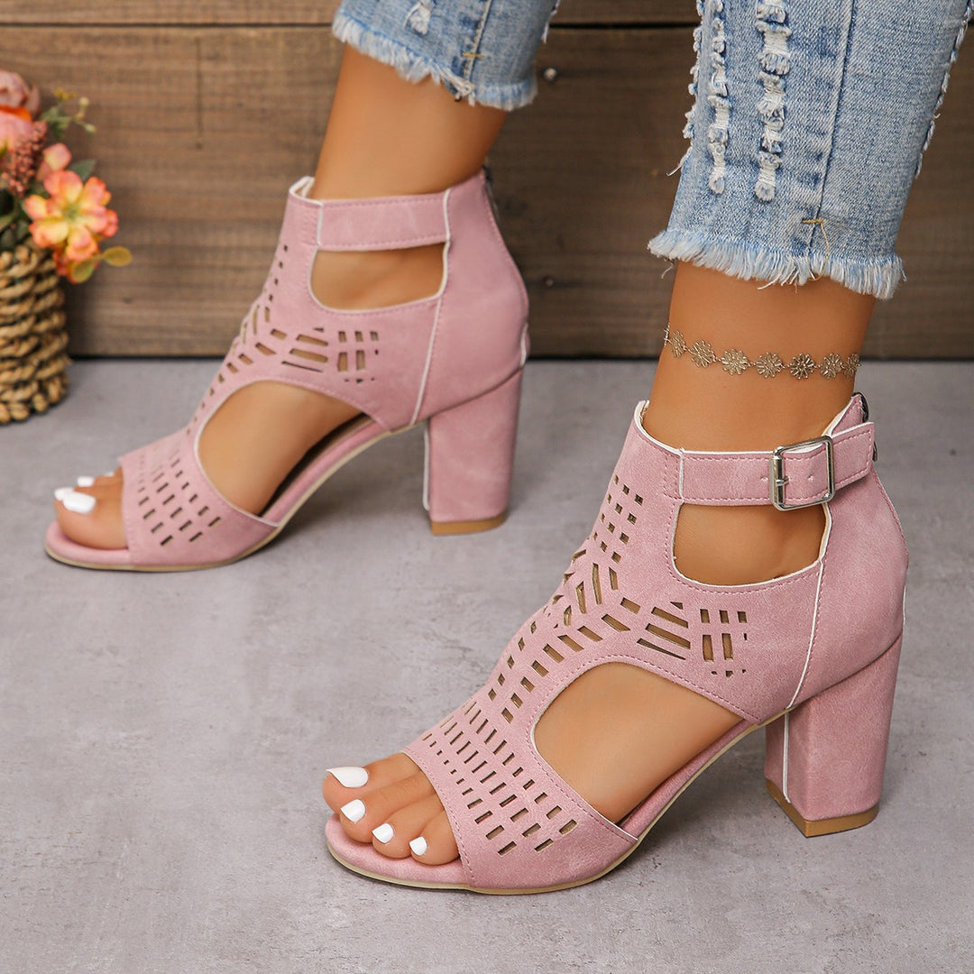 Damen Offene High-Heel Sandalen mit modischem Durchbruchsdesign EB