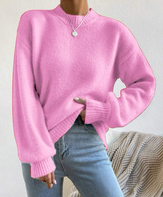 Damen Oversize Feinstrickpullover mit angedeutetem Mohair‑Effekt und verlängerten Rippbündchen EB