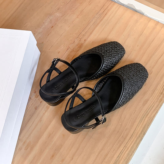 Damen Slingback-Pantoletten mit geflochtenem Obermaterial EB