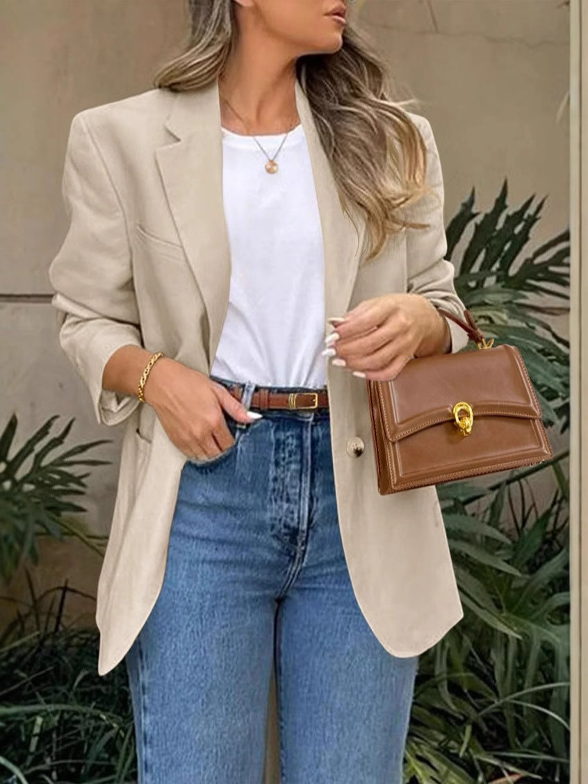 Damen Modische Blazerjacke mit strukturiertem Design und langen Ärmeln EB