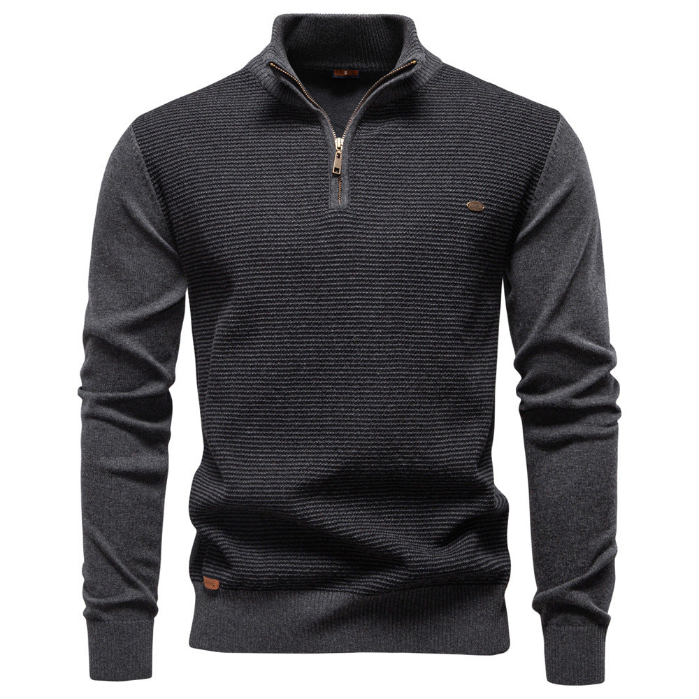 Herren Stehkragenpullover mit strukturiertem Muster EB
