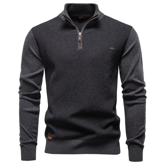 Herren Stehkragenpullover mit strukturiertem Muster EB