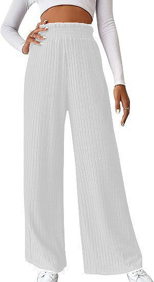 Damen weite Plisseehose mit hohem Bund und elastischem Taillenband EB