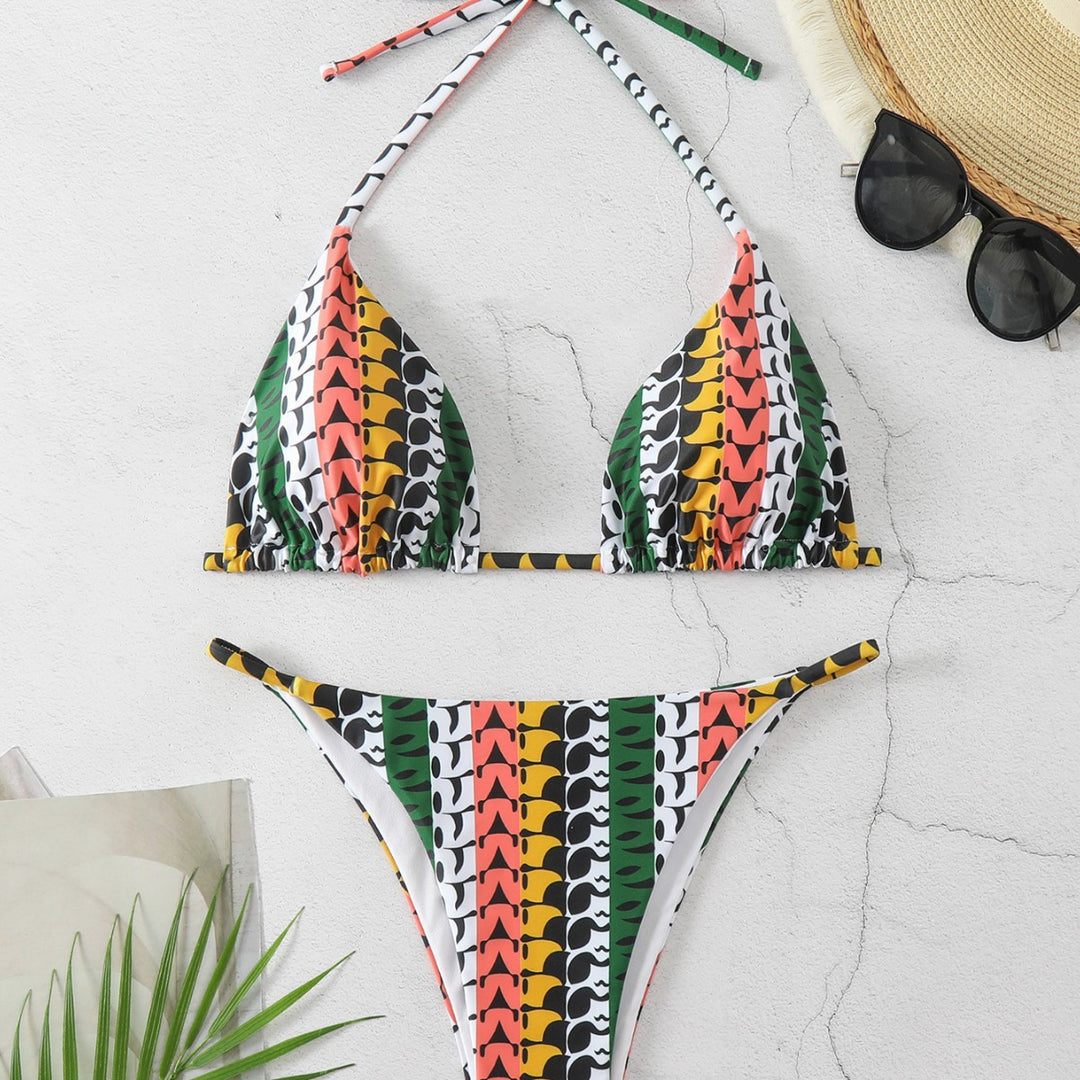Damen Triangel-Bikini mit modischem Muster EB