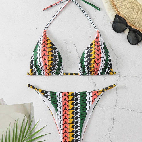 Damen Triangel-Bikini mit modischem Muster EB