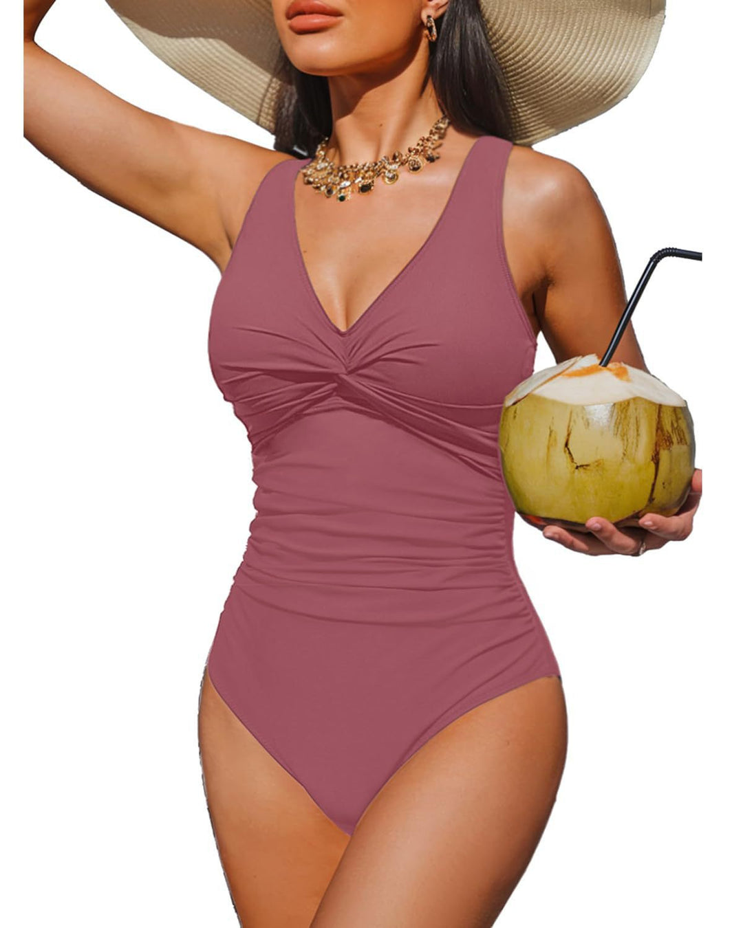 Damen Eleganter Einteiler Badeanzug mit modischem Twist EB