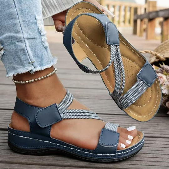 Damen Komfortable Sandalen mit verstellbaren Riemen und ergonomischem Fußbett EB